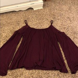 Maroon long sleeve with cut outs